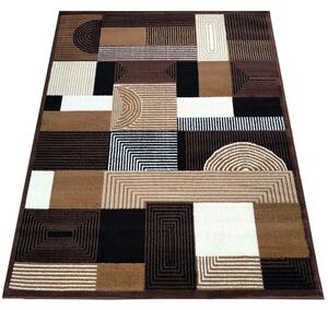 DY Hnedý koberec s geometrickým vzorom Alfa 18 Rozmer: 40x60 cm