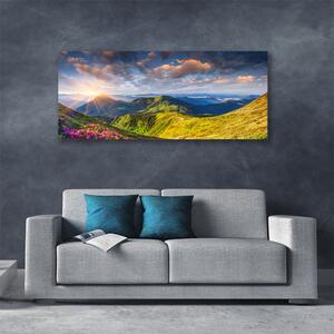 Obraz Canvas Hory slnko lúka krajina 125x50 cm
