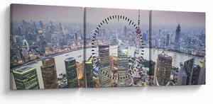 Obraz - Shanghai, Čína (s hodinami) (90x30 cm)