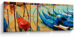Obraz - Prístav v Benátkach (s hodinami) (90x30 cm)