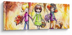 Obraz - Priateľstvo (s hodinami) (90x30 cm)