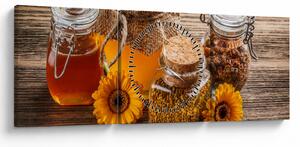 Obraz - Zátišie s medovými pohármi (s hodinami) (90x30 cm)