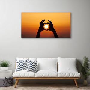 Obraz Canvas Ruky srdce slnko láska 125x50 cm