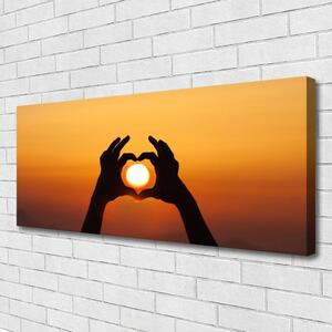 Obraz Canvas Ruky srdce slnko láska 125x50 cm