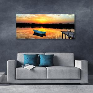 Obraz Canvas Loďka most jazero príroda 125x50 cm