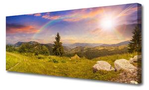 Obraz Canvas Hory lúka kamene príroda 125x50 cm