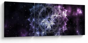 Obraz - Lotusová mandala vo vesmíre (s hodinami) (90x30 cm)