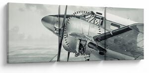 Obraz - Lietadlo (s hodinami) (90x30 cm)