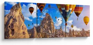Obraz - Teplovzdušné balóny, Cappadocia, Turkey. (s hodinami) (90x30 cm)