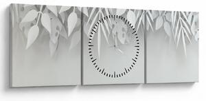 Obraz - Plastické listy (s hodinami) (90x30 cm)