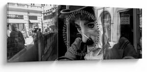 Obraz - Charles Chaplin v Prahe (s hodinami) (90x30 cm)