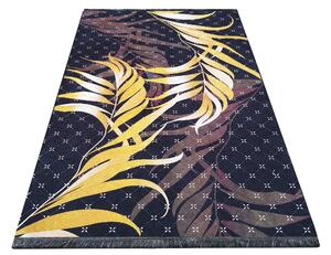 DY Čierno-zlatý koberec s motívom listov Black 08 Rozmer: 80x150 cm