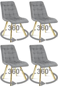 Dekorstudio Zamatová jedálenská stolička CIEZA 360 - svetlosivá so zlatými nohami Počet stoličiek: 1ks