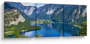 Obraz - Halštatské jazero, Hallstatt, Rakúsko (s hodinami) (90x30 cm)