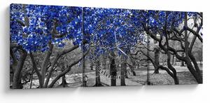 Obrázok - Modré stromy, Central Park, New York (s hodinami) (90x30 cm)