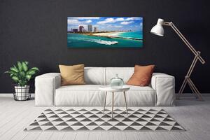 Obraz na plátne More pláž mesto krajina 125x50 cm