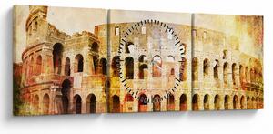 Obraz - Digitálna maľba, koloseum, Rím, Taliansko (s hodinami) (90x30 cm)