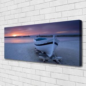 Obraz Canvas Loďka pláž slnko krajina 125x50 cm