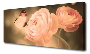 Obraz Canvas Motýľ ruže príroda 125x50 cm