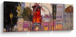 Obraz - Moulin rouge, Paríž, Francúzsko (s hodinami) (90x30 cm)