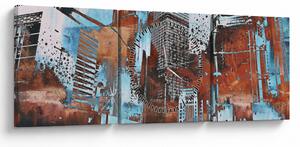 Obraz - Mrakodrapy (s hodinami) (90x30 cm)