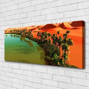 Obraz Canvas Jazero púšť palmy 125x50 cm