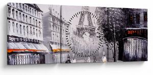 Obraz - Olejomaľba, Paríž (s hodinami) (90x30 cm)