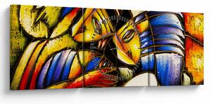 Obraz - Olejomaľba, milenci (s hodinami) (90x30 cm)