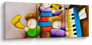 Obraz - Hudobníci, maľba (s hodinami) (90x30 cm)