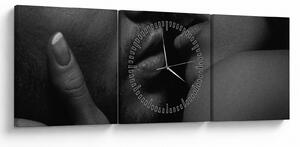 Obraz - Bozk, čiernobiela fotografia (s hodinami) (90x30 cm)