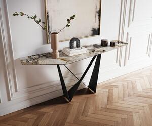 DELIFE Konzolový stolík Edge polygonálny 180×50 cm keramika patagonia leštená Spios kov čierna