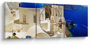 Obraz - Santorini, Grécko (s hodinami) (90x30 cm)