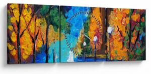 Obraz - Milenci, Pointilizmus (s hodinami) (90x30 cm)
