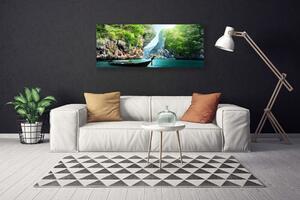 Obraz na plátne Hora voda loďka príroda 125x50 cm