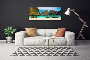 Obraz na plátne Pláž more hory príroda 125x50 cm