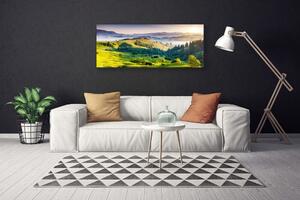 Obraz na plátne Hora pole hmla príroda 125x50 cm