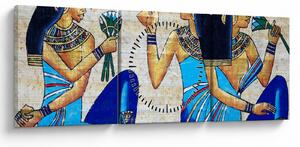 Obraz - Egyptské maľby (s hodinami) (90x30 cm)