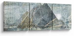 Obraz - Pyramídy v modrom filtri (s hodinami) (90x30 cm)