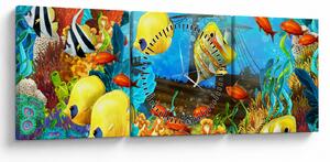 Obraz - Farebný koralový útes (s hodinami) (90x30 cm)