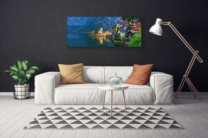 Obraz Canvas Hory mestečko noc jazero 125x50 cm