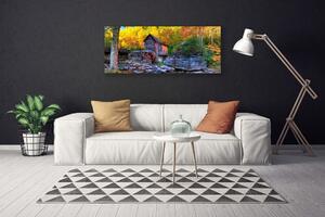 Obraz Canvas Vodné mlyn jesenné les 125x50 cm