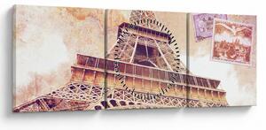 Obraz - Pohľad z Paríža (s hodinami) (90x30 cm)