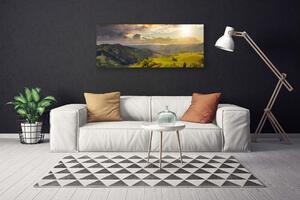 Obraz Canvas Hory lúka západ slnka 125x50 cm