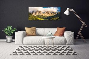 Obraz Canvas Vrcholy hor mraky lesy lúka 125x50 cm