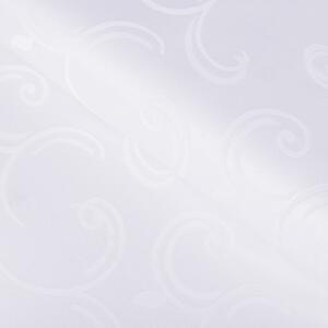 Teflónová látka na obrusy TF-100 Biele ornamenty s lístkami - šírka 155 cm