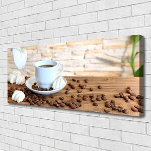 Obraz Canvas Hrnček káva zrnká kuchyňa 125x50 cm