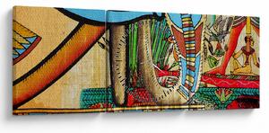 Obraz s egyptskými motívmi (s hodinami) (90x30 cm)