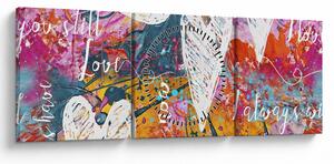 Obraz - Srdce na abstraktnom pozadí (s hodinami) (90x30 cm)