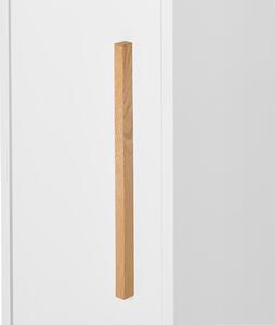 Vysoká kúpeľňová skrinka »Eklund« s otvorenou poličkou, zásuvkou a dvierkami, úzka