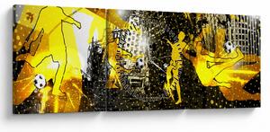 Obraz - Futbal vo veľkomeste (s hodinami) (90x30 cm)